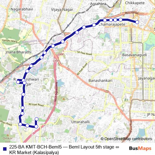 225-BA KMT-BCH-Beml5 bus Line Map