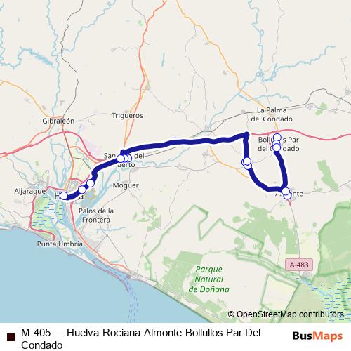 M-405 bus Line Map