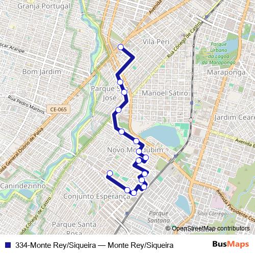 334-Monte Rey/Siqueira bus Line Map