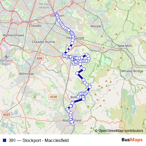 391 bus Line Map