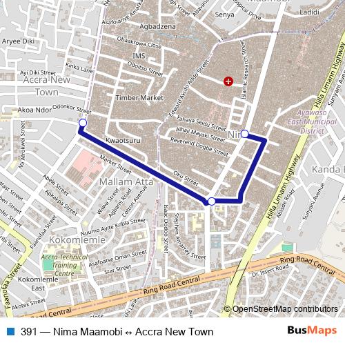 391 bus Line Map