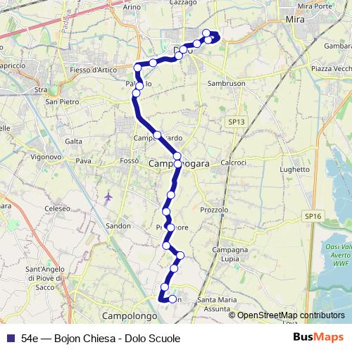 54e bus Line Map