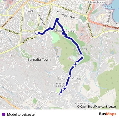 Model to Leicester bus Line Map