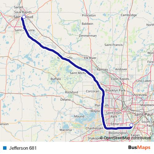 Jefferson 681 bus Line Map
