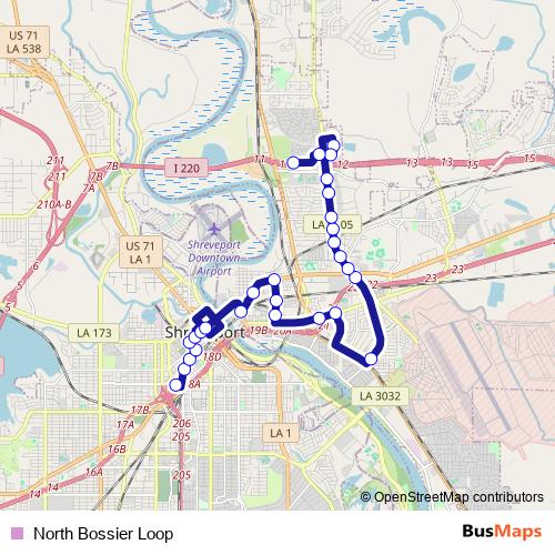 North Bossier Loop bus Line Map
