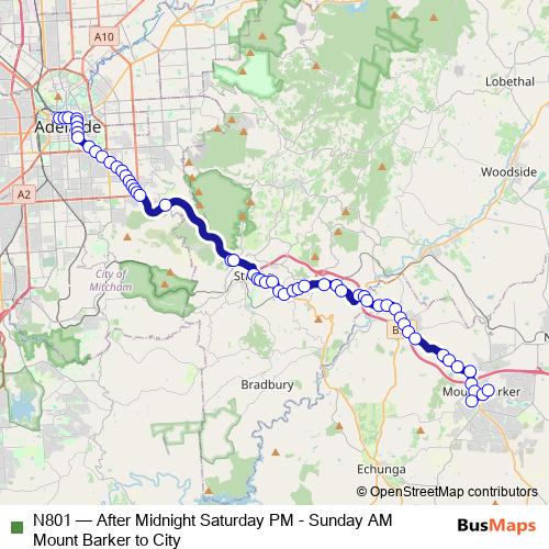 N801 bus Line Map