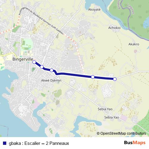 gbaka : Escalier ↔ 2 Panneaux bus Line Map