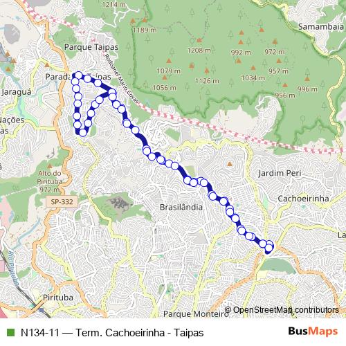 N134-11 bus Line Map