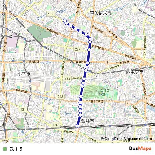 武１５ bus Line Map