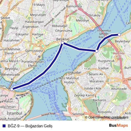 BĞZ-9 ferry Line Map