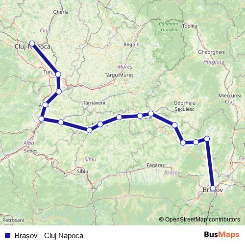 Braşov - Cluj Napoca rail Line Map