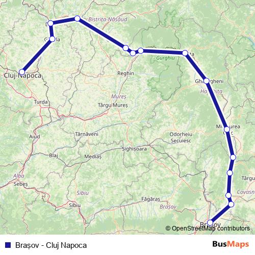 Braşov - Cluj Napoca rail Line Map
