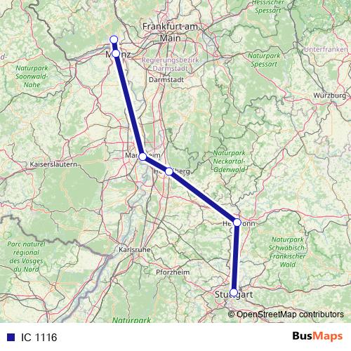 IC 1116 rail Line Map