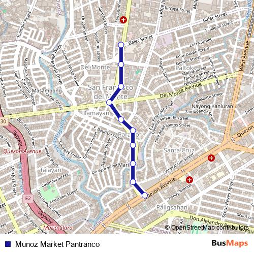 Munoz Market Pantranco bus Line Map