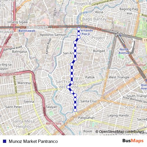 Munoz Market Pantranco bus Line Map