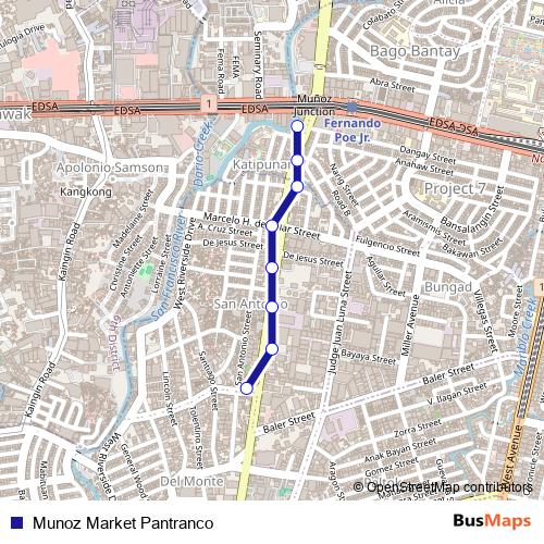 Munoz Market Pantranco bus Line Map