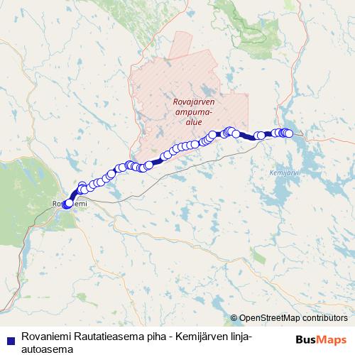 Rovaniemi Rautatieasema piha - Kemijärven linja-autoasema bus Line Map
