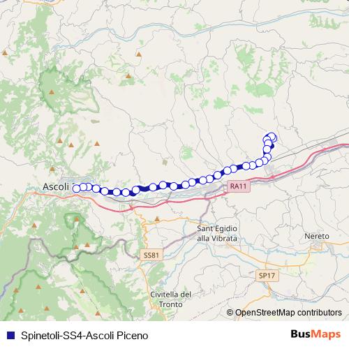Spinetoli-SS4-Ascoli Piceno bus Line Map