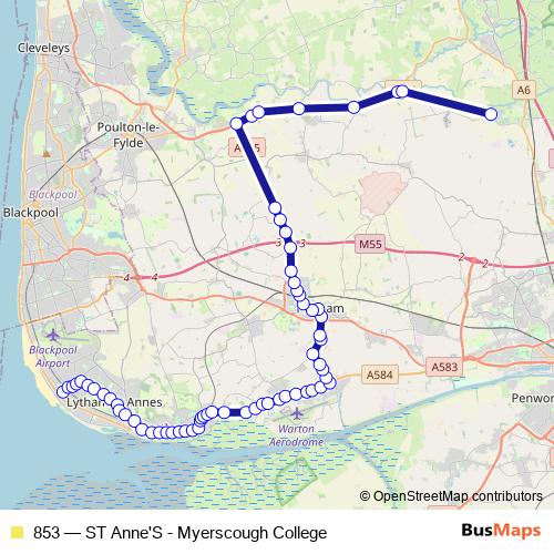 853 bus Line Map