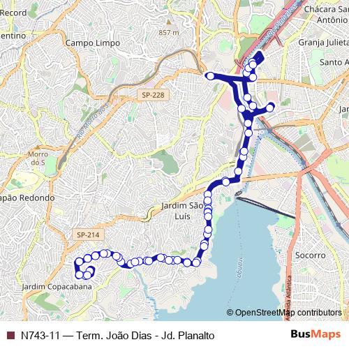 N743-11 bus Line Map