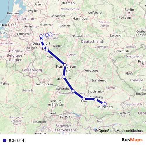 ICE 614 rail Line Map