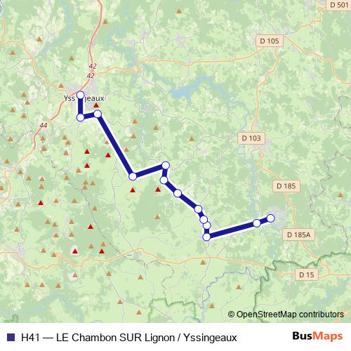 H41 bus Line Map