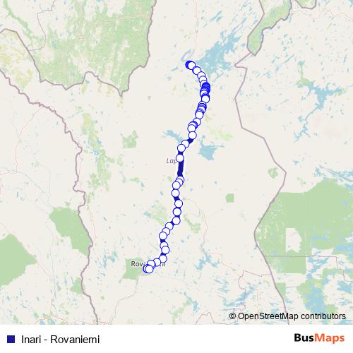 Inari - Rovaniemi bus Line Map