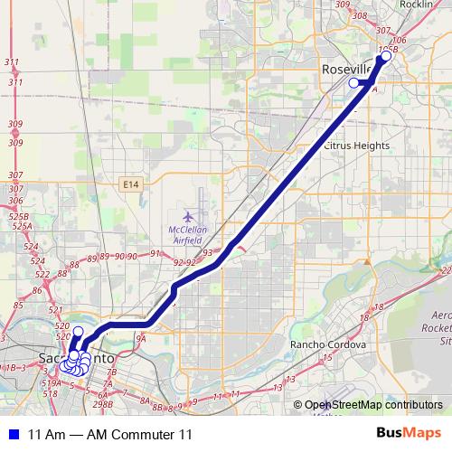 11 Am bus Line Map