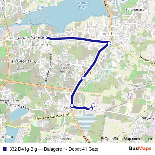 332 D41g-Blg bus Line Map