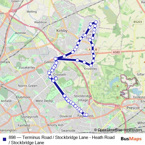 898 bus Line Map