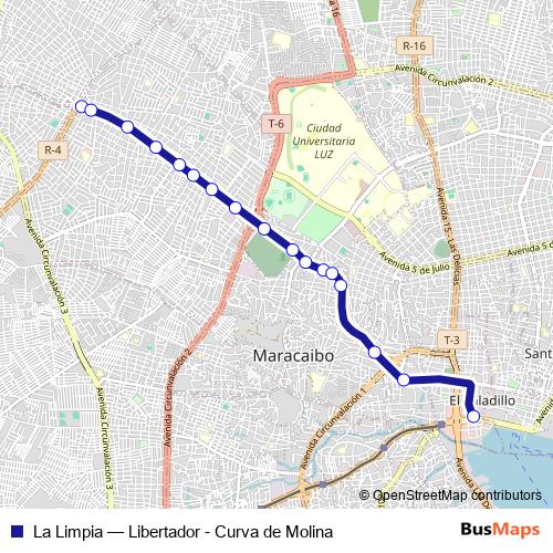 La Limpia bus Line Map