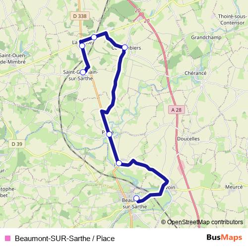 Beaumont-SUR-Sarthe / Piace bus Line Map