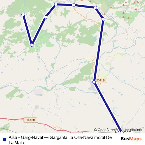 Alsa - Garg-Naval bus Line Map
