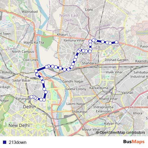 213down bus Line Map