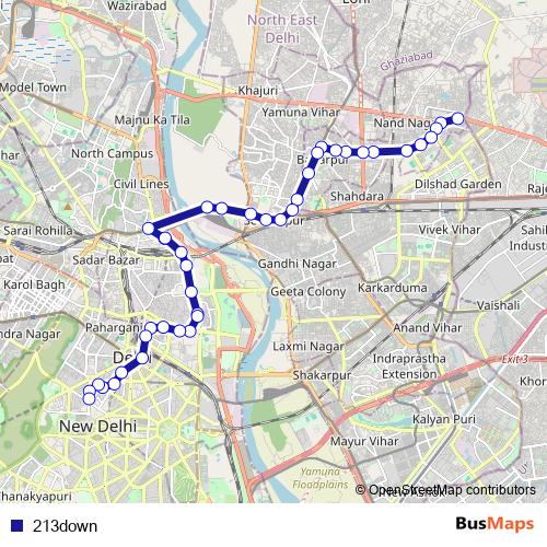 213down bus Line Map