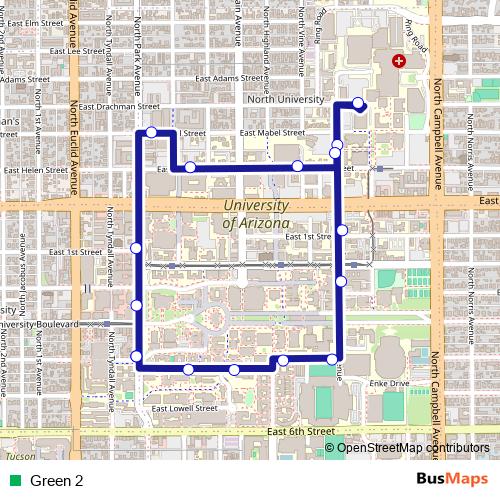 Green 2 bus Line Map