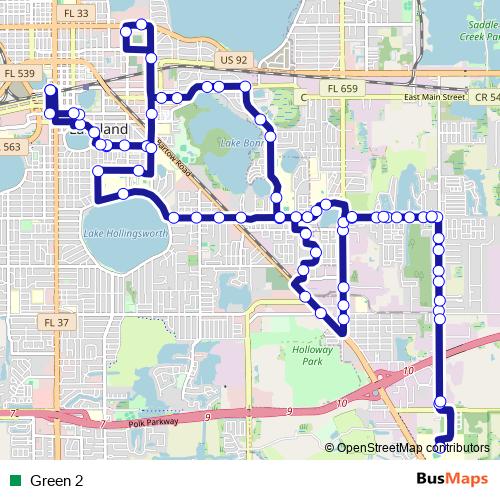 Green 2 bus Line Map