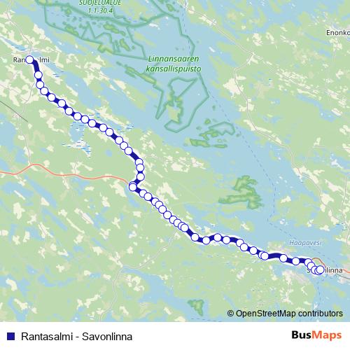 Rantasalmi - Savonlinna bus Line Map
