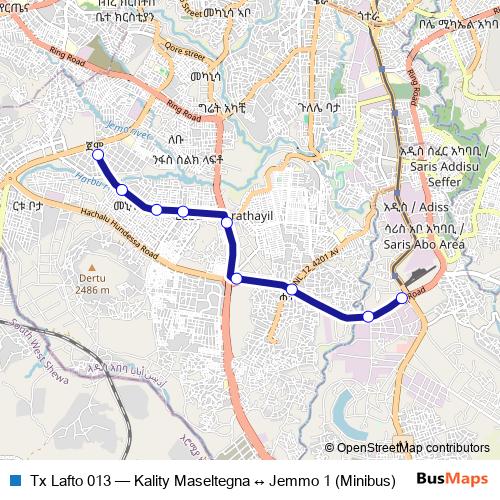 Tx Lafto 013 bus Line Map
