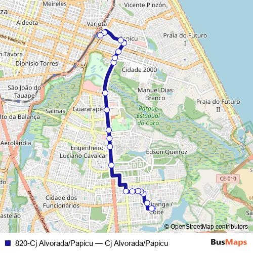 820-Cj Alvorada/Papicu bus Line Map