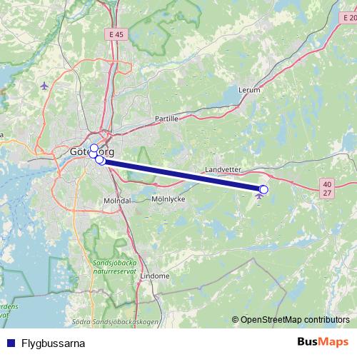 Flygbussarna bus Line Map