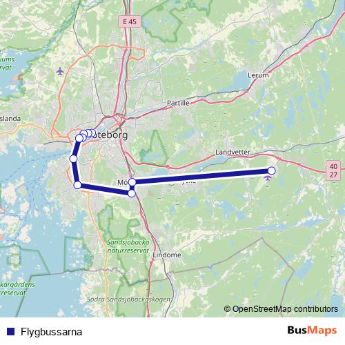 Flygbussarna bus Line Map