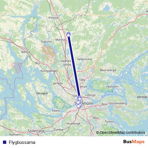 Flygbussarna bus Line Map
