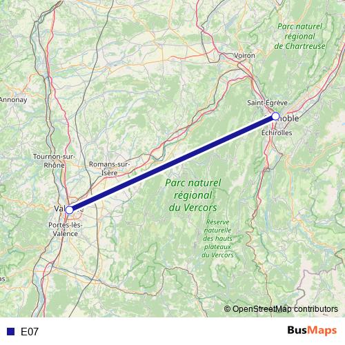 E07 bus Line Map
