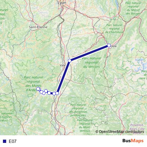 E07 bus Line Map