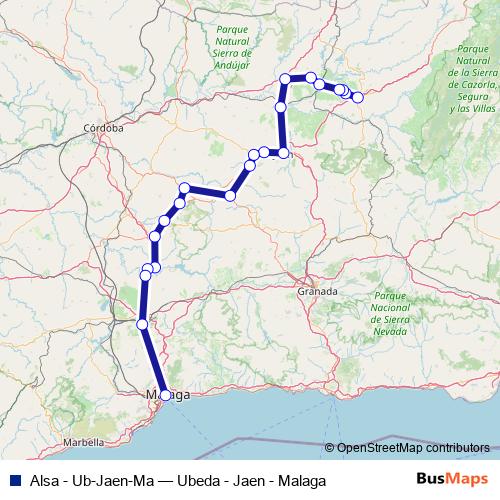 Alsa - Ub-Jaen-Ma bus Line Map
