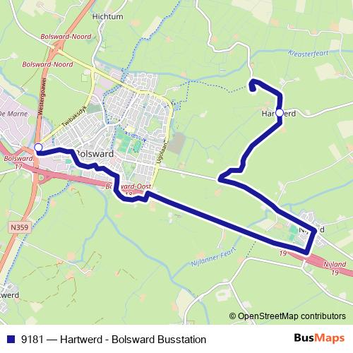 9181 bus Line Map
