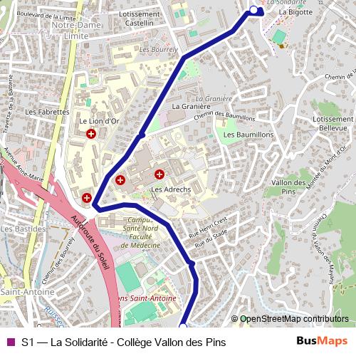 S1 bus Line Map