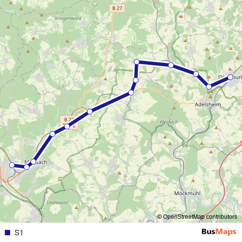 S1 bus Line Map