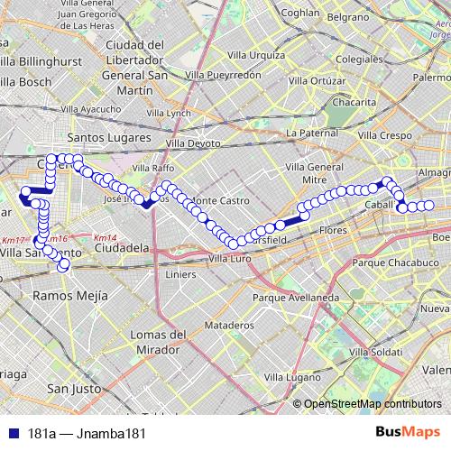 181a bus Line Map